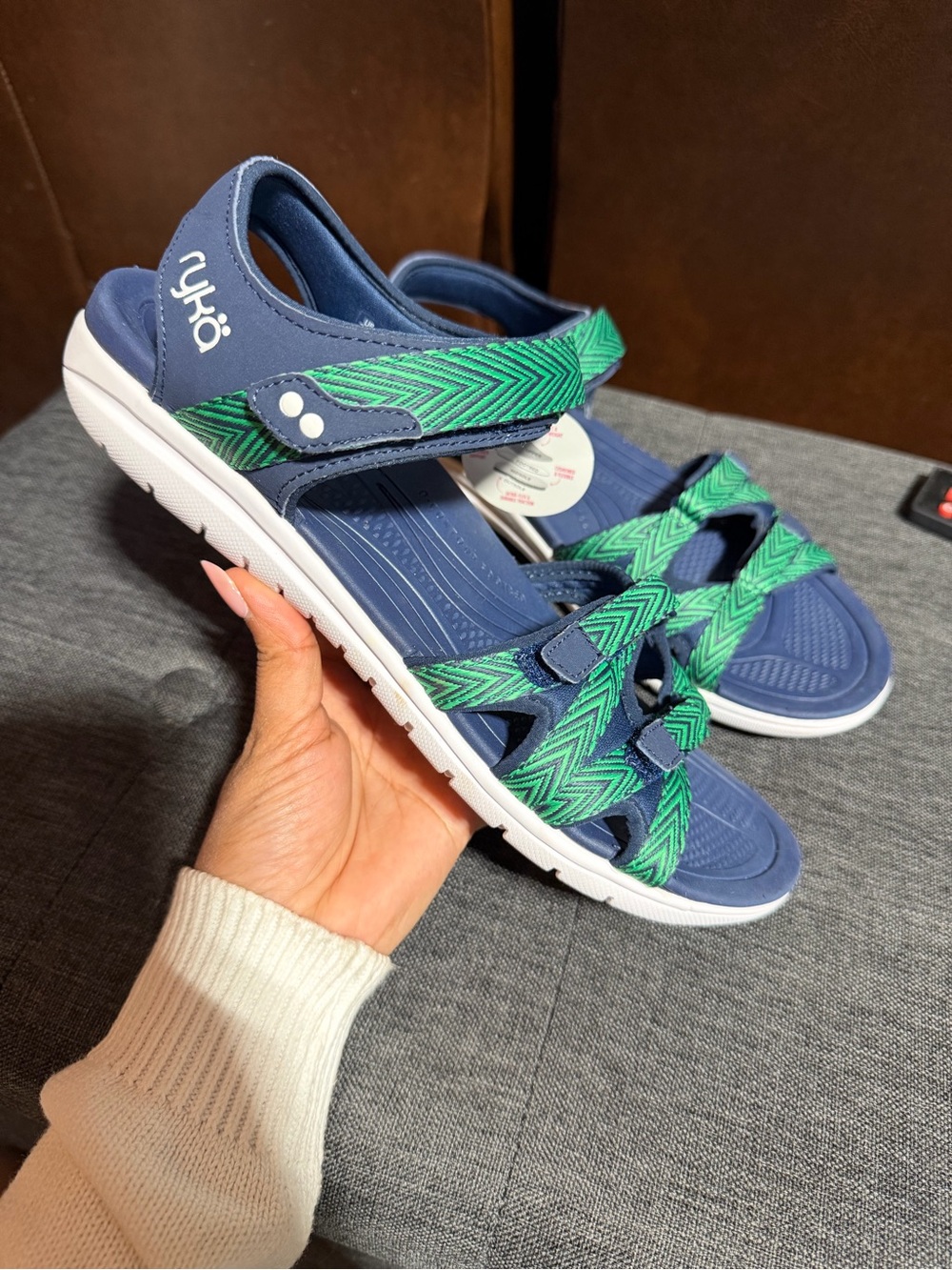 Ryka Savannah SML Sport Sandals Navy Green women’s 8.5M
